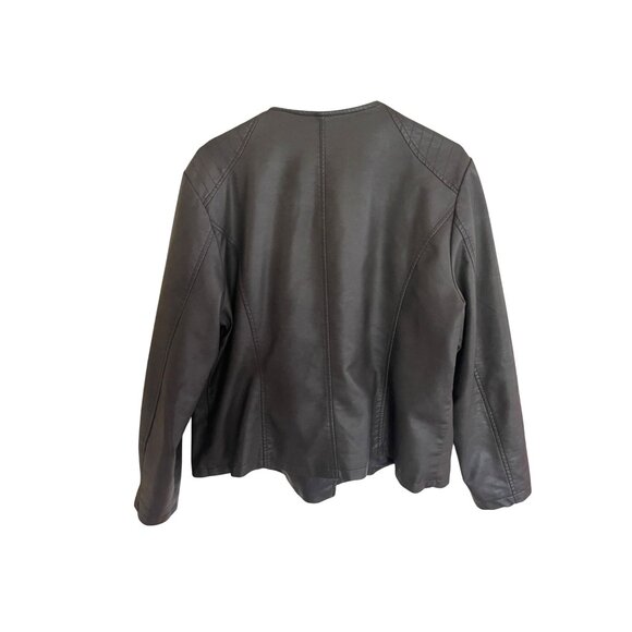 Bernardo Women's Gray Faux Leather Moto Jacket Zipper Pockets Size 1X Fits XL 14 - Picture 6 of 15